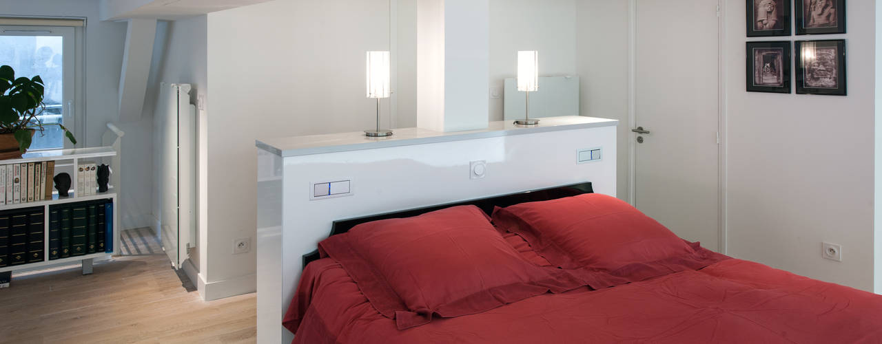 Un loft plus lumineux, Fables de murs Fables de murs Camera da letto minimalista