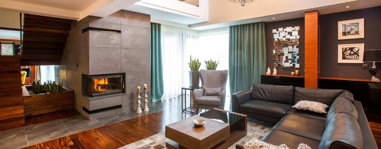 Luksusowe wnętrza z drewnem w roli głónej, Viva Design - projektowanie wnętrz Viva Design - projektowanie wnętrz Eclectic style living room
