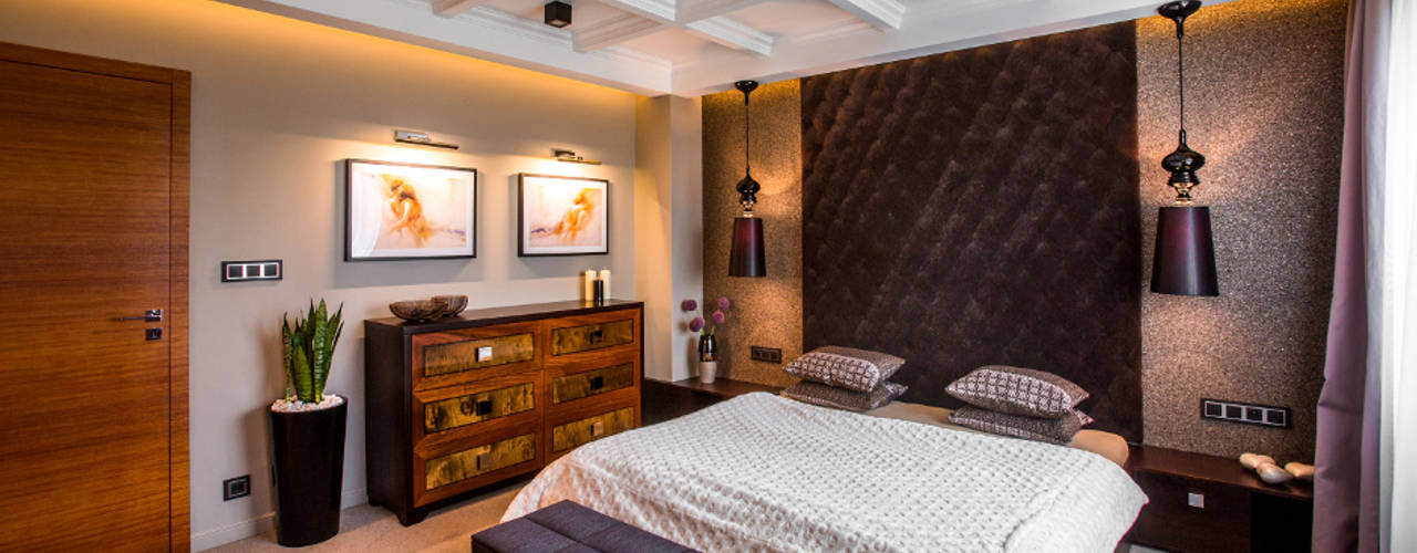 Luksusowe wnętrza z drewnem w roli głónej, Viva Design - projektowanie wnętrz Viva Design - projektowanie wnętrz Eclectische slaapkamers