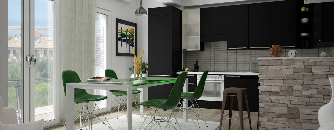 Design & Render livingroom – arredamento S.Agata Militello (ME) , Santoro Design Render Santoro Design Render Cuisine moderne