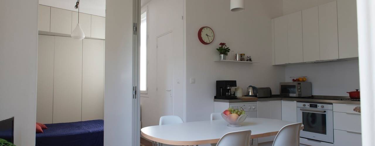 Appartement Martel, Paris 10e, Ramsés Salazar Architecte Ramsés Salazar Architecte Minimalist dining room