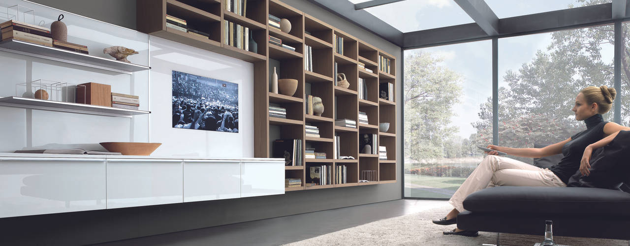 TV units with open display / Bookcases , Lamco Design LTD Lamco Design LTD 现代客厅設計點子、靈感 & 圖片
