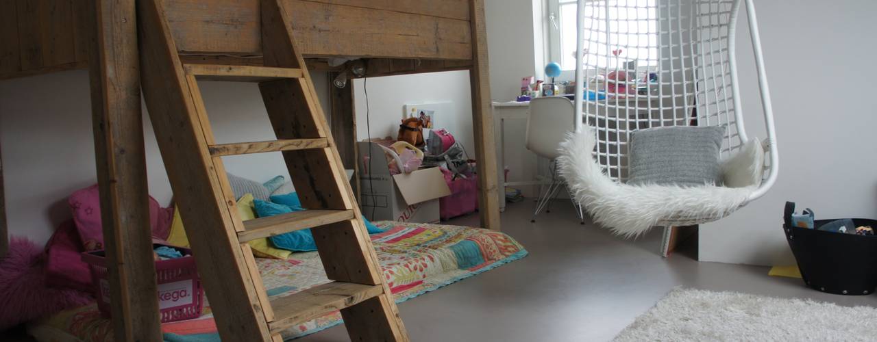 Slaapkamer met een gietvloer, Design Gietvloer Design Gietvloer Dormitorios infantiles de estilo moderno