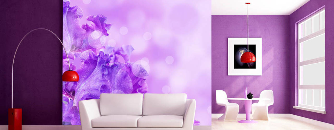 Wohnräume in Violet, lila,pink, Trendwände Trendwände ห้องนั่งเล่น