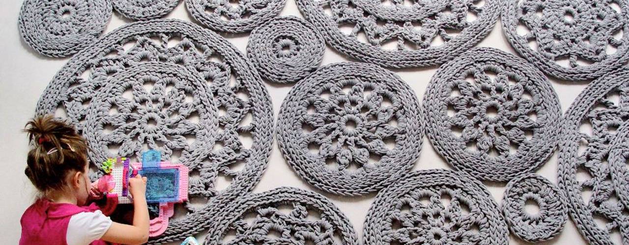 Handmade crochet rug, crochet carpet, knitted carpet, knitted rug, model WIEN , RENATA NEKRASZ art & design RENATA NEKRASZ art & design Zeminler