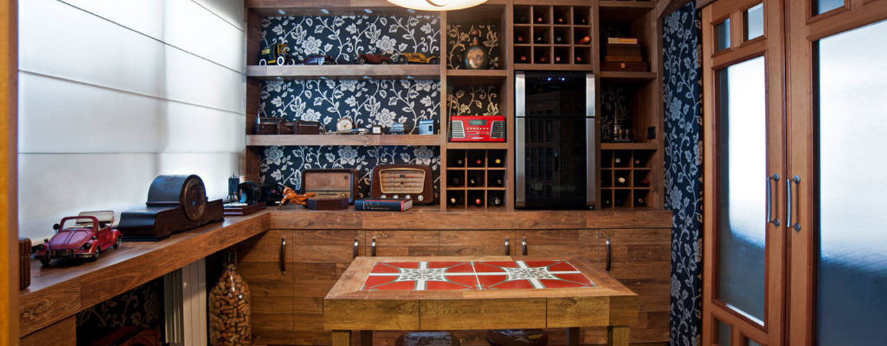 SALA DE HOBBY, Adriane Cesa Arquitetura Adriane Cesa Arquitetura Rustic style wine cellar