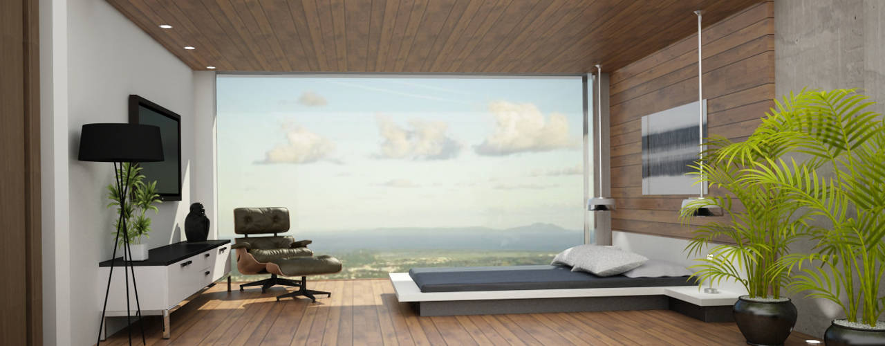 Recamara y Vestidor Moderno, Citlali Villarreal Interiorismo & Diseño Citlali Villarreal Interiorismo & Diseño Modern Bedroom