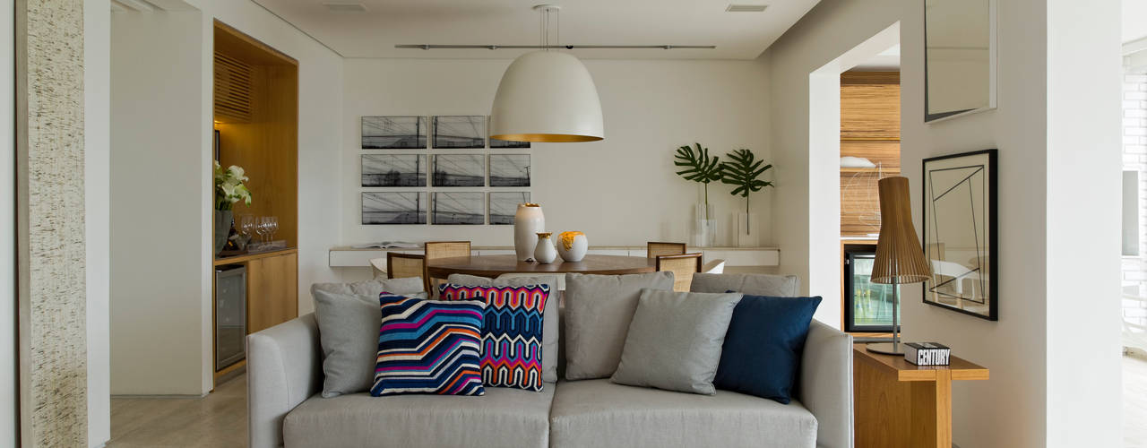 Panamby Apartment, DIEGO REVOLLO ARQUITETURA S/S LTDA. DIEGO REVOLLO ARQUITETURA S/S LTDA. Modern living room