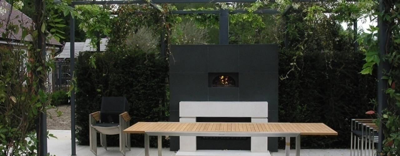 outdoor kitchen, wood-fired oven wood-fired oven Jardins modernos