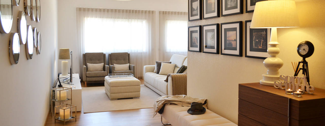 22 Fotos de Apartamento eclético em Setúbal, T2 Arquitectura & Interiores T2 Arquitectura & Interiores Eclectic corridor, hallway & stairs
