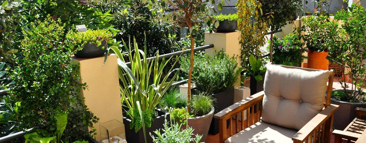 Terraza en el Guinardó., ésverd - jardineria & paisatgisme ésverd - jardineria & paisatgisme Balcones y terrazas de estilo ecléctico