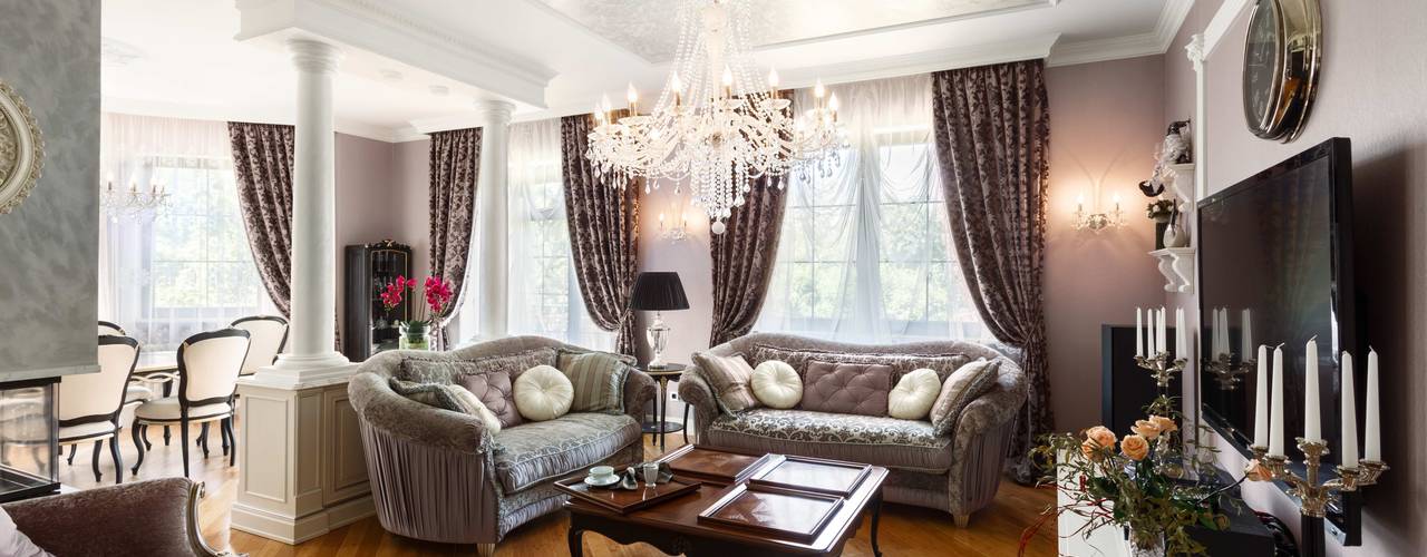 Дом в г.Калининграде, AGRAFFE design AGRAFFE design Ruang Keluarga Klasik