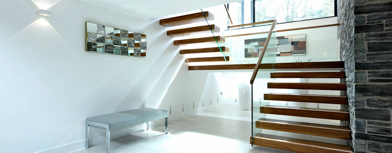 Redwoods, Wimborne, Dorset, Jigsaw Interior Architecture & Design Jigsaw Interior Architecture & Design Nowoczesny korytarz, przedpokój i schody