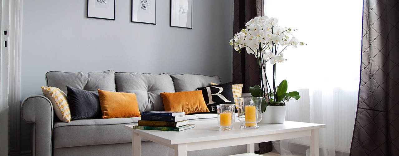 Mieszkanie w szarości , Grey shade interiors Grey shade interiors Living room
