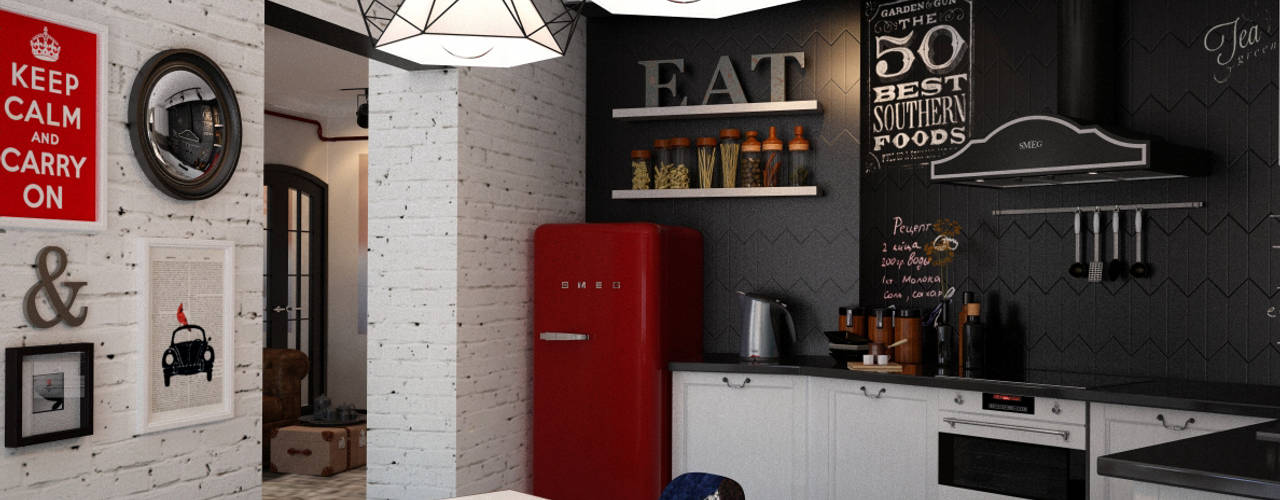 NY loft, Reroom Reroom インダストリアルデザインの キッチン