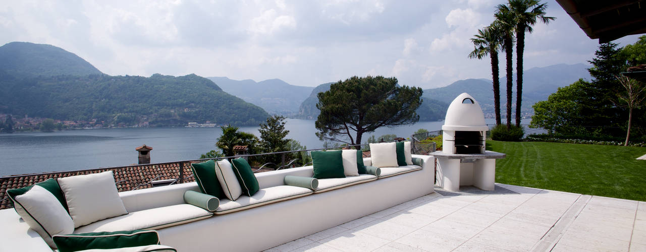 Splendida vista sul lago di Lugano, DF Design DF Design Mediterranean style balcony, veranda & terrace