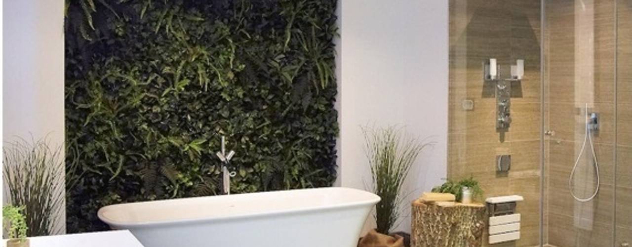 Artificial Vertical Garden/ Green Wall, Evergreen Trees & Shrubs Evergreen Trees & Shrubs Rustic style bathroom