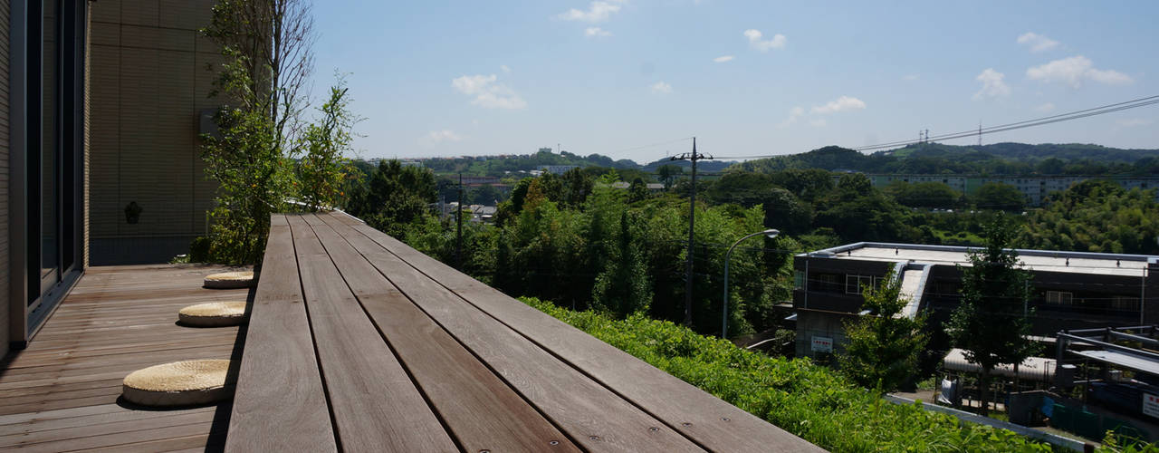 富士山テラス, 松岡淳建築設計事務所 松岡淳建築設計事務所 Moderner Garten Holz Holznachbildung