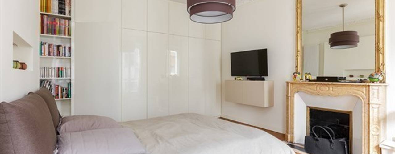 Rénovation complète d’un appartement à Paris - Photos: Sébastian Erras, QUID Architecture QUID Architecture Nowoczesna sypialnia