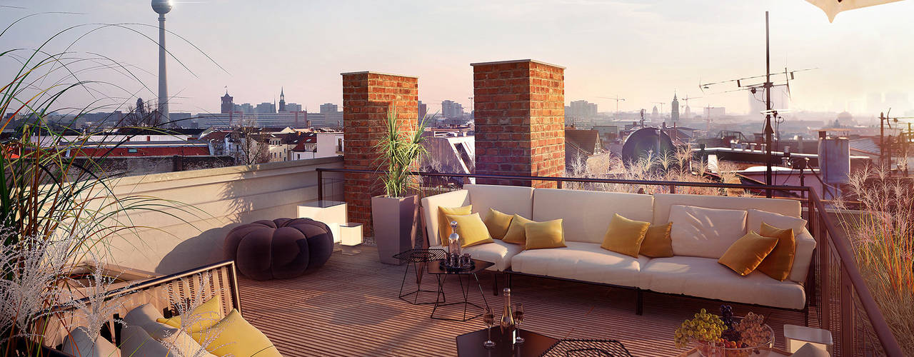 Wohnung mit Terrasse über den Dächern Berlins, loomilux loomilux Klassischer Balkon, Veranda & Terrasse