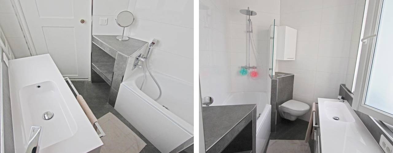 Rénovation d’une salle de bain à Paris 8, les bains et les cuisines d'Alexandre les bains et les cuisines d'Alexandre Ванная комната в стиле модерн