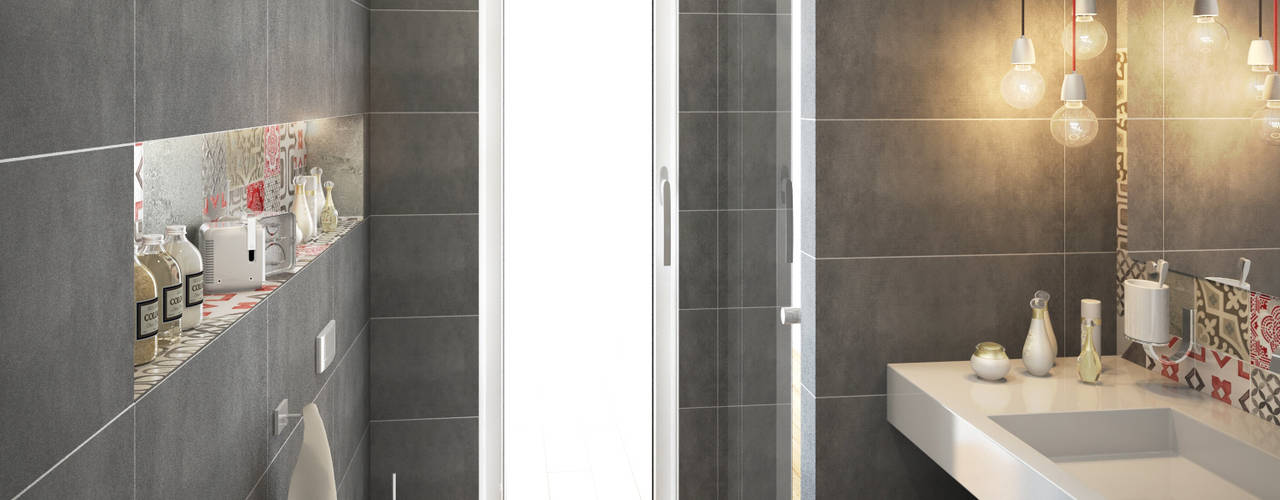 PROGETTO DI RIMODULAZIONE INTERNA DI UN APPARTAMENTO, Beniamino Faliti Architetto Beniamino Faliti Architetto Modern bathroom