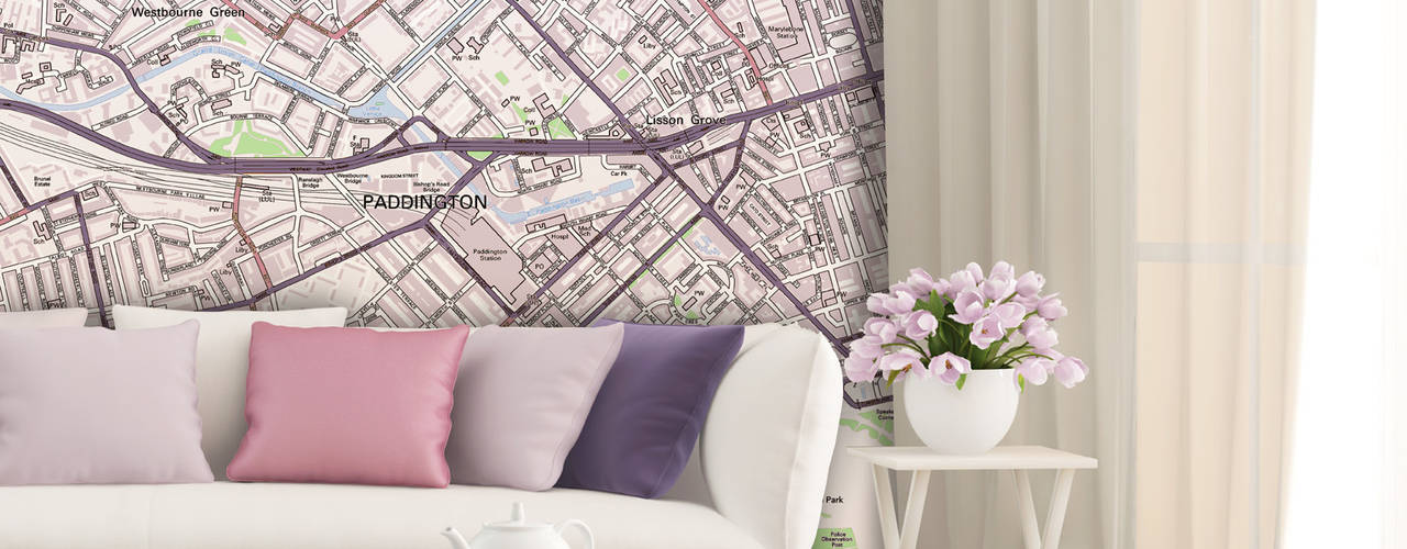 Custom Map Wallpaper, Love Maps On Ltd. Love Maps On Ltd. Modern walls & floors