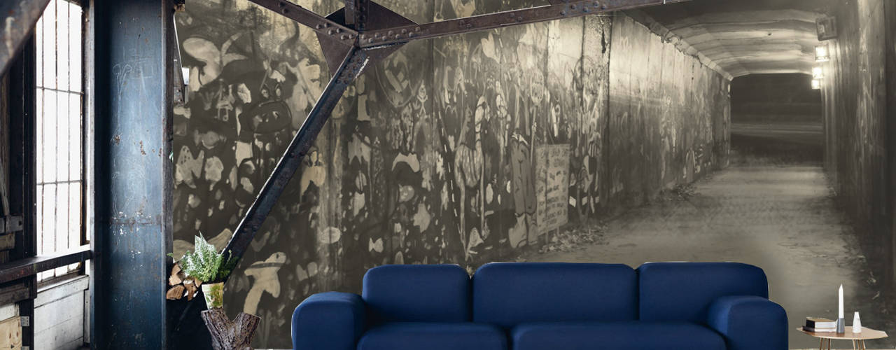 facile dire carta da parati..., Creativespace Sartoria Murale Creativespace Sartoria Murale Industrial style walls & floors