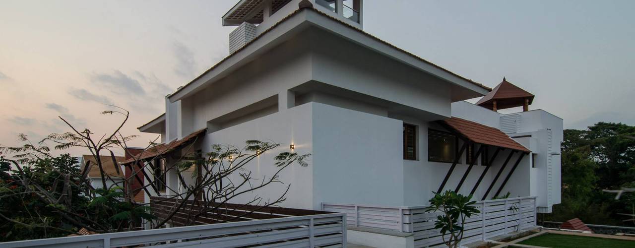 Mrs.&Mr. REKHA THANGAPPAN RESIDENCE AT JUHU BEACH, KAANATHUR, EAST COAST ROAD, CHENNAI, Muraliarchitects Muraliarchitects Casas modernas