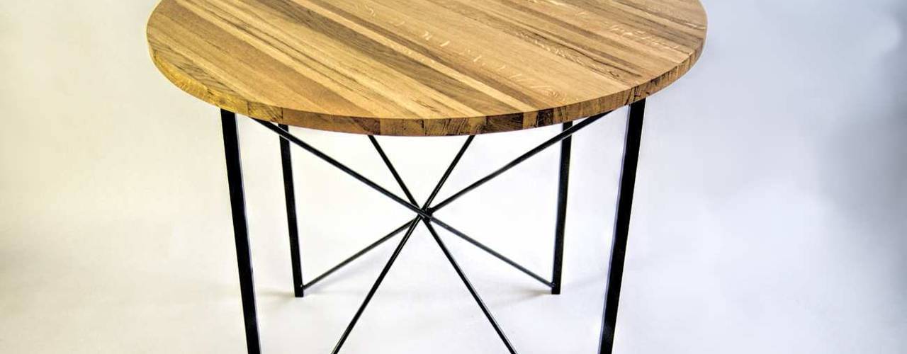 Steel and oak wood kitchen table „COPENHAGEN”, NordLoft - Industrial Design NordLoft - Industrial Design Cucina in stile scandinavo