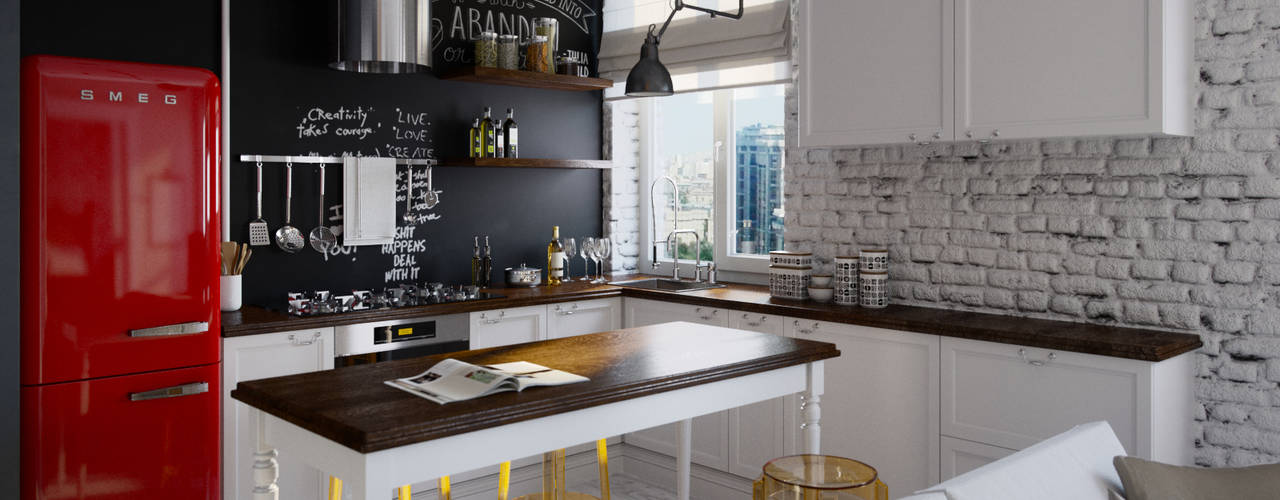 Квартира-студия в стиле лофт в центре Москвы, Aiya Design Aiya Design Industrial style kitchen