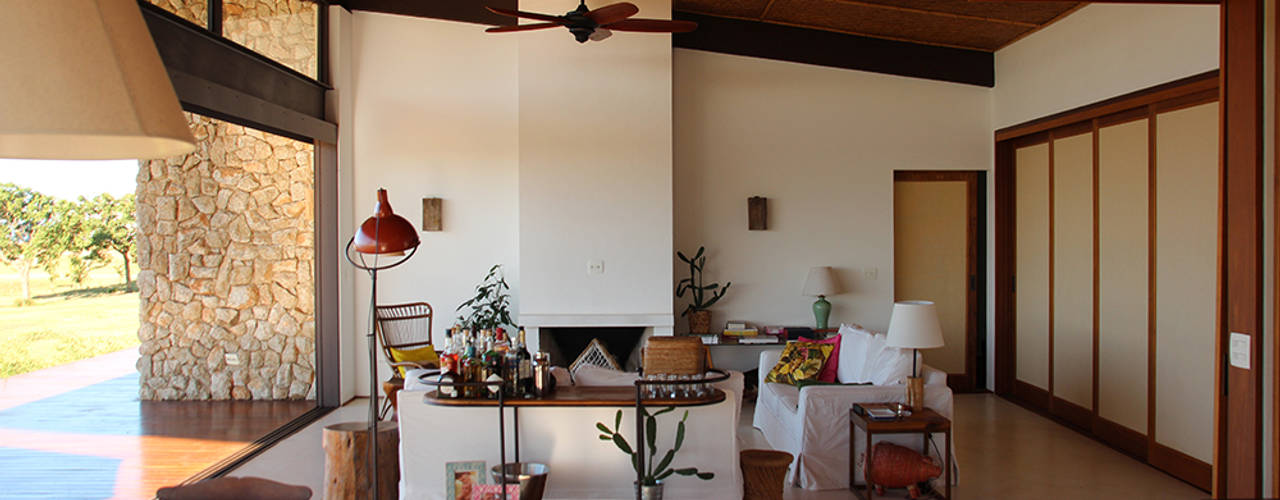 PROJETO CASA DA REPRESA, Ambienta Arquitetura Ambienta Arquitetura Country style living room