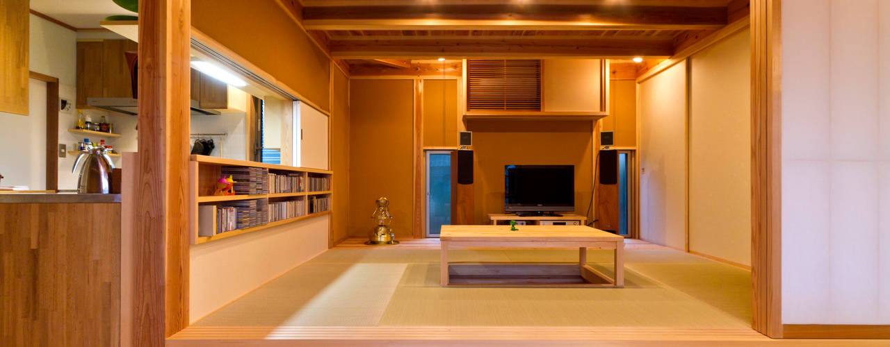 南鹿島のいえ, shu建築設計事務所 shu建築設計事務所 Living room Wood Wood effect