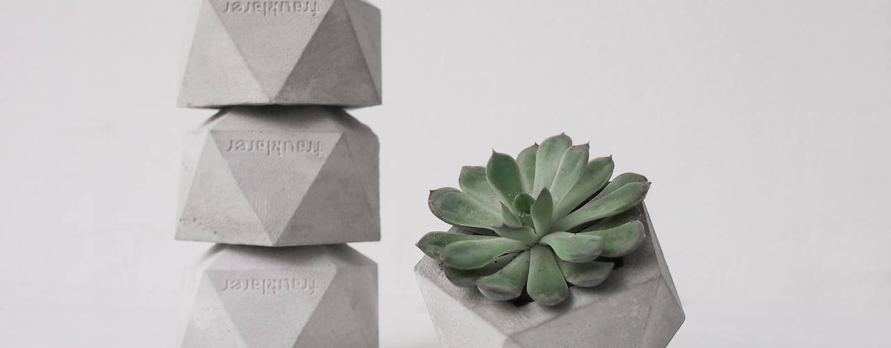 Icosahedron / Pflanzenübertopf aus Beton, frauklarer frauklarer Living roomAccessories & decoration