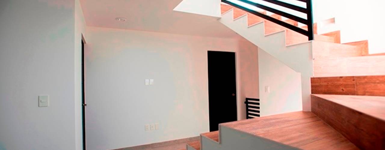 Casa Opuntia 11, Zibatá, El Marqués, Querétaro, JF ARQUITECTOS JF ARQUITECTOS Minimalist corridor, hallway & stairs