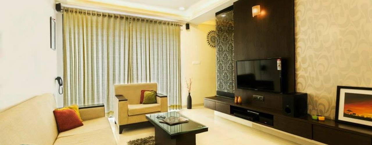 2BHK Residence, INTERIOR WORKS INTERIOR WORKS Modern living room Chipboard