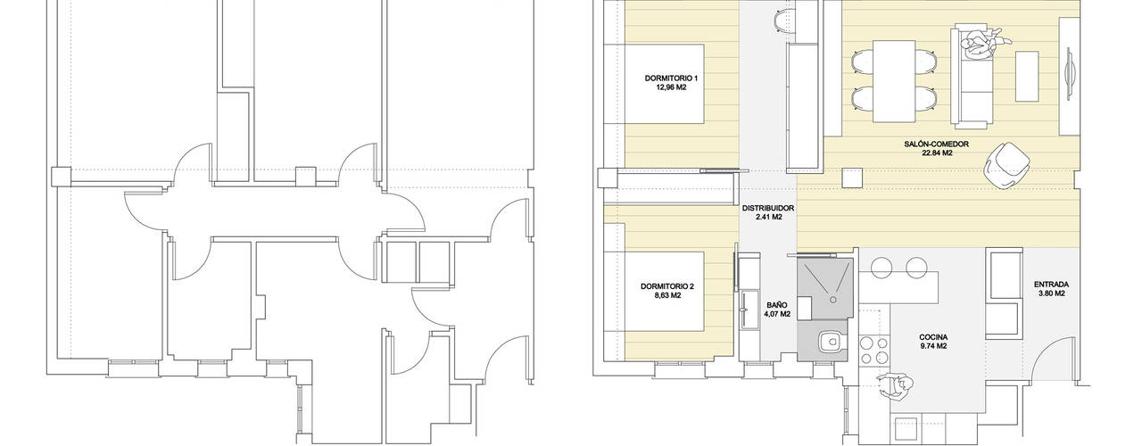 Reforma estilo industrial de un apartamento de 65m2, auno50 interiorismo auno50 interiorismo