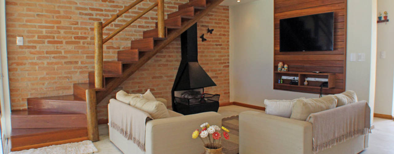 Casa Simples e Confortável, RAC ARQUITETURA RAC ARQUITETURA Living room Bricks White