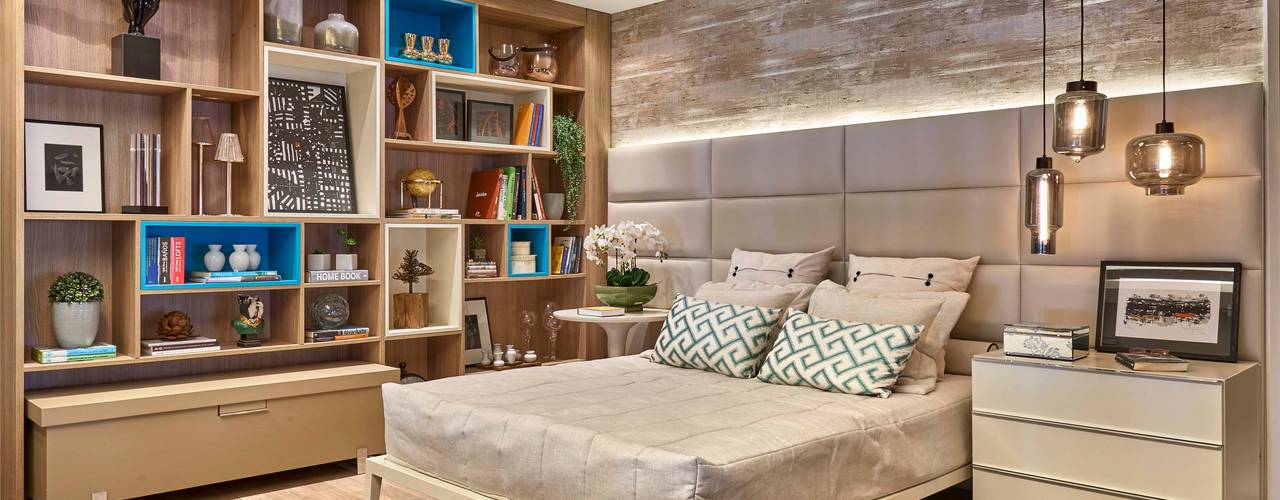 Decora Lider Rio de Janeiro - Quarto do Jovem Casal, Lider Interiores Lider Interiores モダンスタイルの寝室