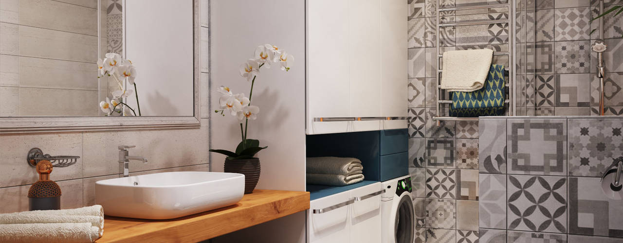 APARTMENT “VERBI”, Polygon arch&des Polygon arch&des Minimal style Bathroom Tiles White