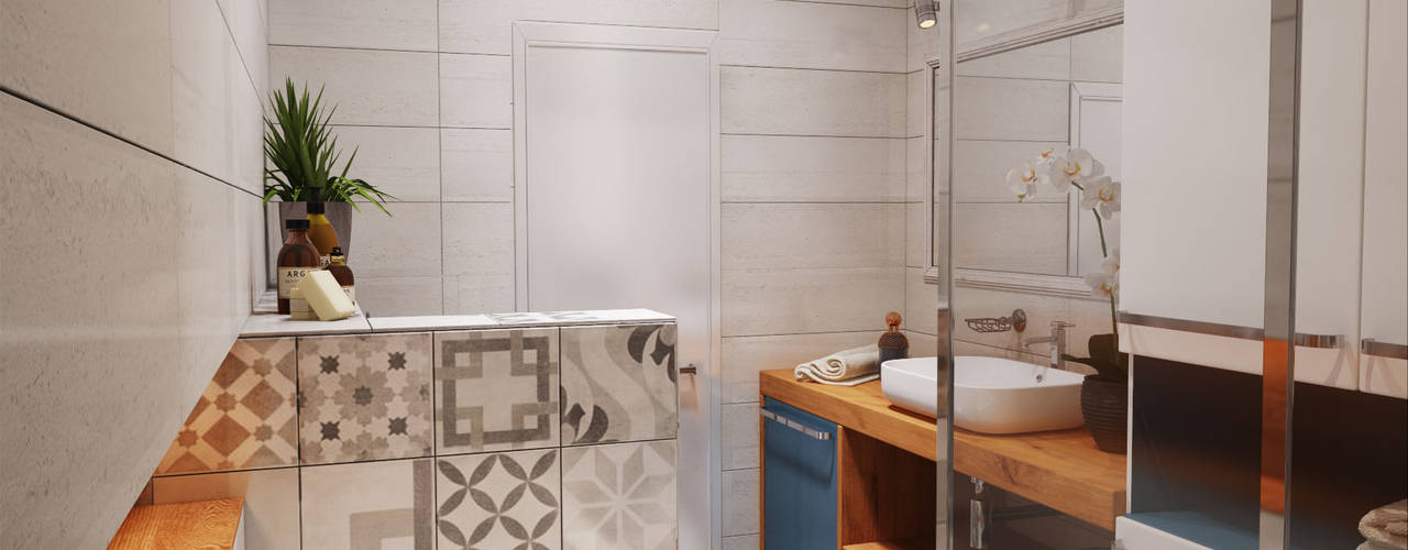 APARTMENT “VERBI”, Polygon arch&des Polygon arch&des Minimalist style bathroom Tiles White