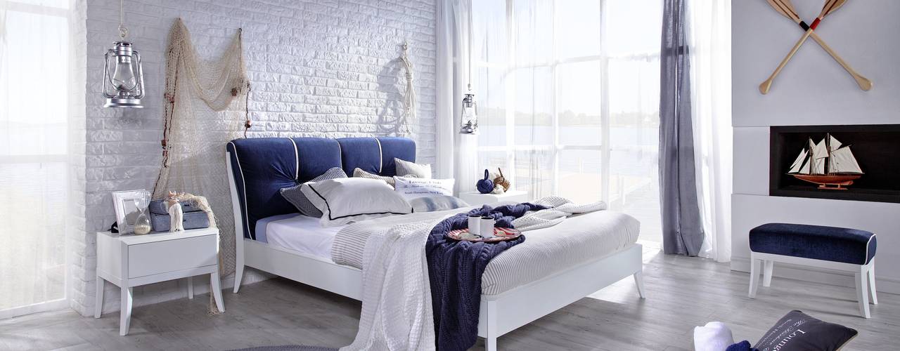 Dream white w marynarskim stylu, Swarzędz Home Swarzędz Home Dormitorios de estilo mediterráneo