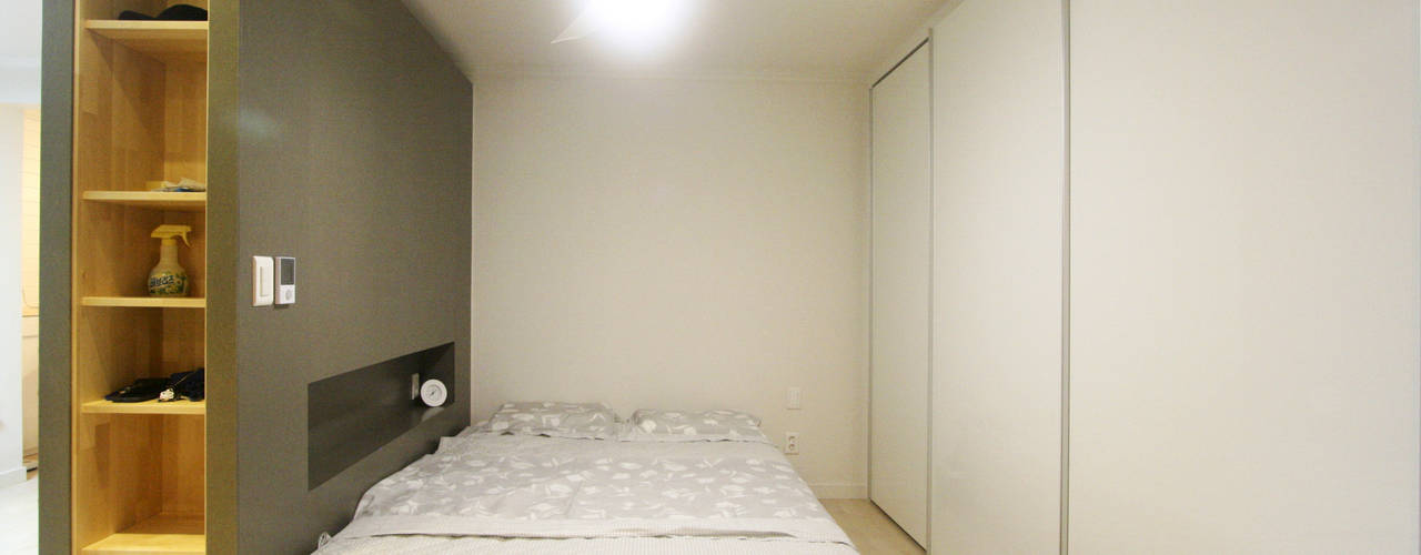 내추럴한 느낌의 16평 신혼집, 홍예디자인 홍예디자인 Modern style bedroom