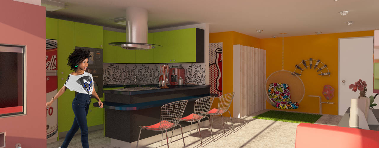 Apartamento POP Manzanares, OPFA Diseños y Arquitectura OPFA Diseños y Arquitectura مطبخ