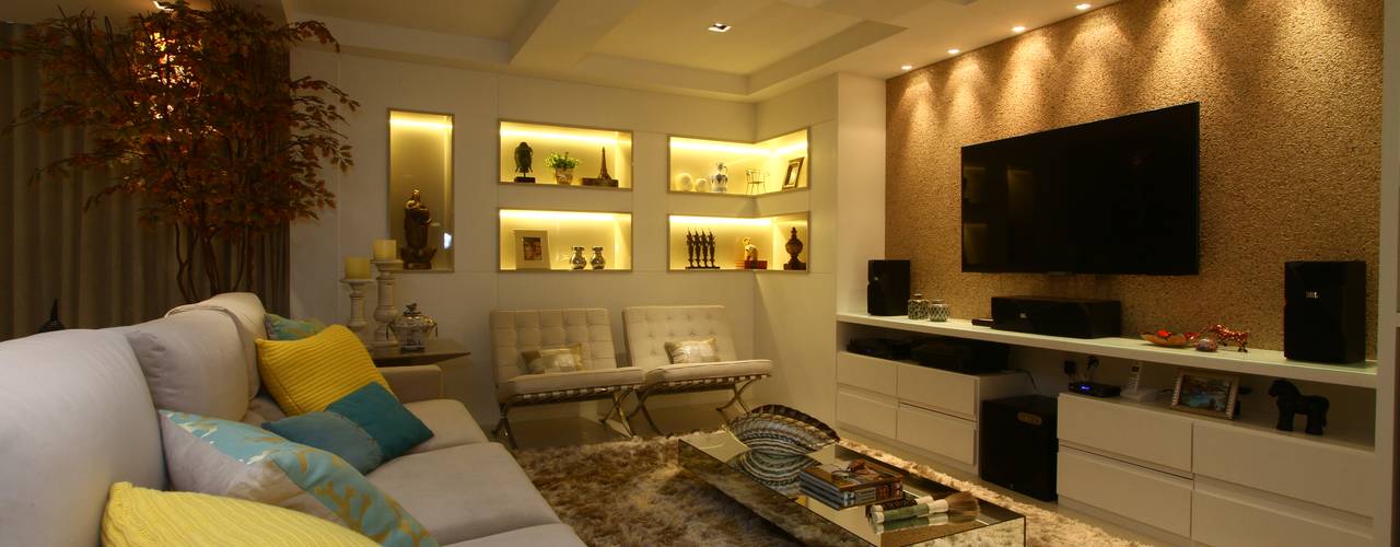 Uma cobertura estilo moderno e minimalista, Oleari Arquitetura e Interiores Oleari Arquitetura e Interiores Modern living room