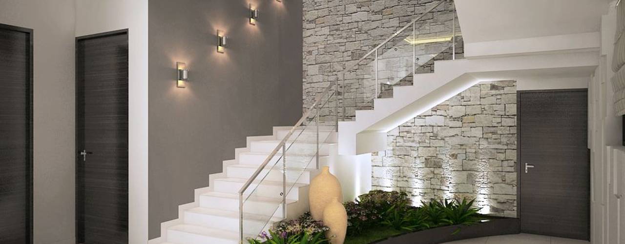 homify Modern corridor, hallway & stairs