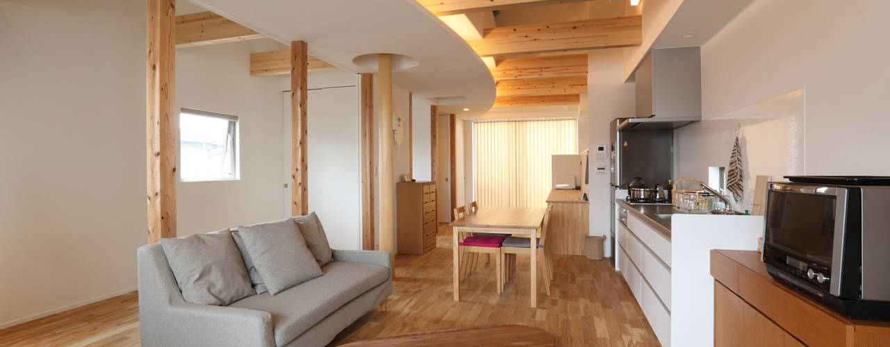 直方の家 , nano Architects nano Architects Modern living room Wood Wood effect