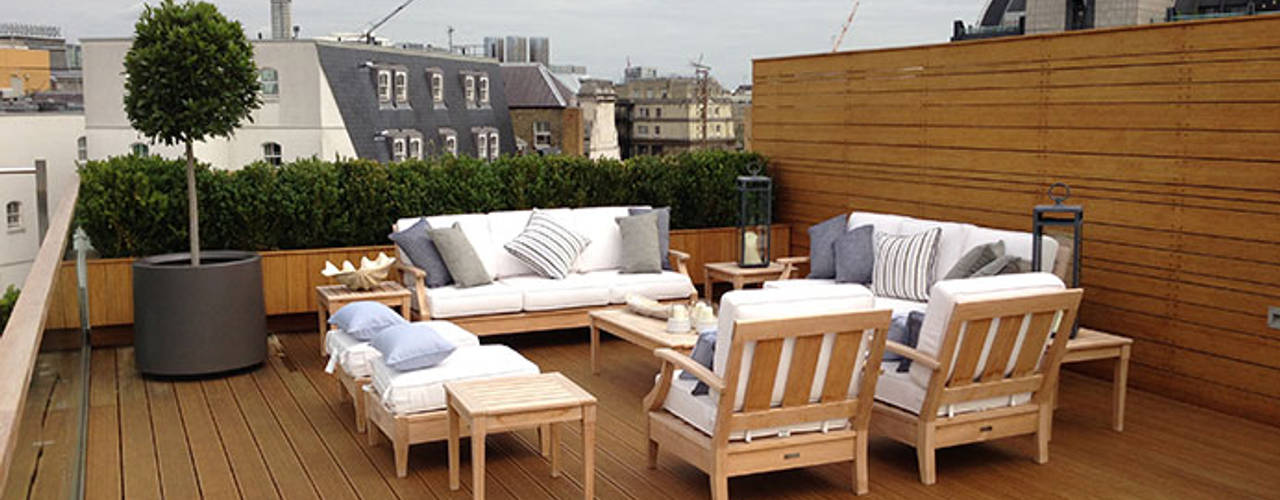 Roof top Garden Design and Build, Whitehall, London, Decorum . London Decorum . London Modern Bahçe Masif Ahşap Rengarenk