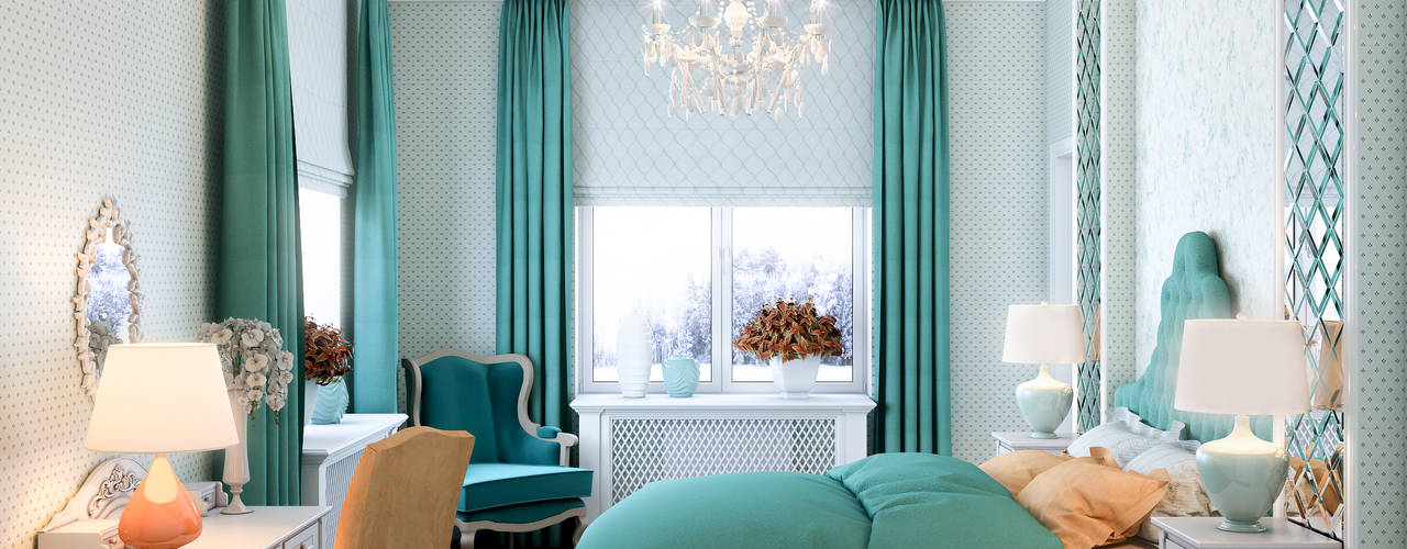 Mint and orange on snow, Marina Sarkisyan Marina Sarkisyan Classic style bedroom