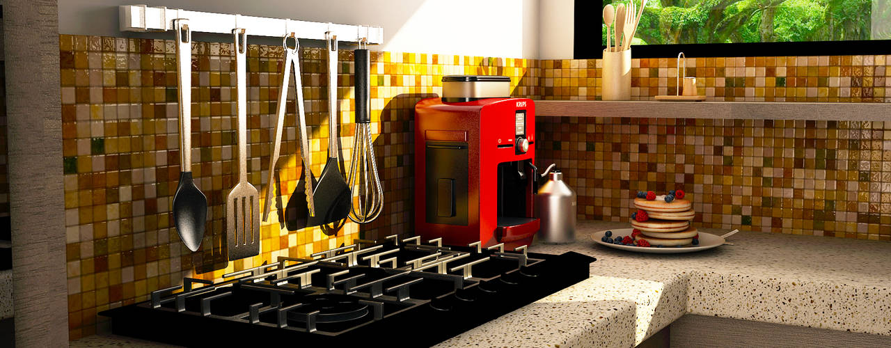 Cocina Pequena, Modulor Arquitectura Modulor Arquitectura Modern kitchen لکڑی Wood effect